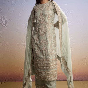 β¨ Elegant Pastel Sage Embroidered Salwar Suit β A Royal Ensemble β¨